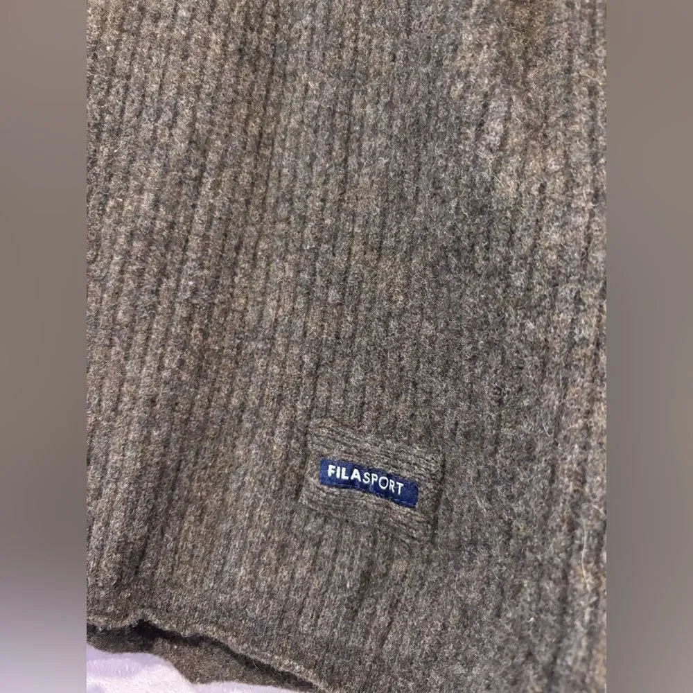 Vintage FILA SPORT Lambswool Pullover Sweat Olive Green, 100 wool,